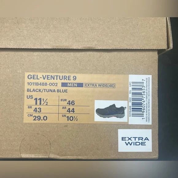 EUC - ASICS Men's Gel-Venture 9 Running Shoes Black/Tuna Blue Size:11.5 Ex-Wide - Picture 15 of 16